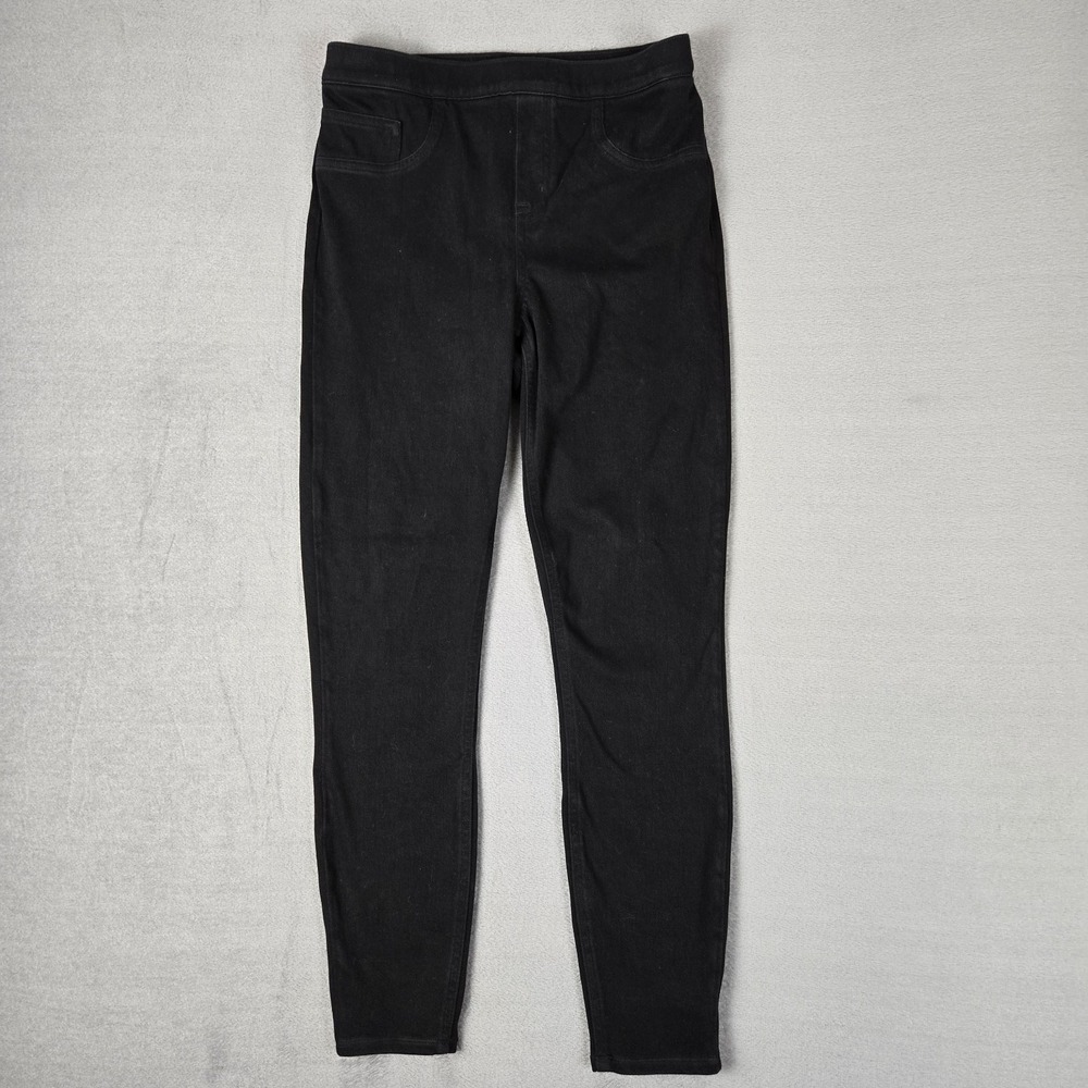 Spanx Pants Womens Medium Jean-ish Ankle Denim Pull On Leggings Black 20018R